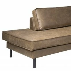 Canapé panoramique FORT DODGE - Aspect cuir vieilli - Microfibre Yaka: Noix de muscade - Méridienne courte à droite / longue à gauche (vue de face) - Sans repose-pieds -loftscape Boutique 1000262001 210428 13301300048 DETAILS P000000001000262001