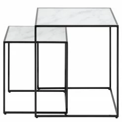 Red Living Tables gigognes Ballenita II (lot de 2) - Verre / Métal - Imitation marbre blanc / Noir 10 Red Living Tables gigognes Ballenita II (lot de 2) - Verre / Métal - Imitation marbre blanc / Noir -loftscape Boutique 1000263256 210903 10534200002 DETAILS P000000001000263256