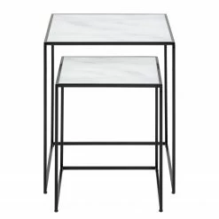 Red Living Tables gigognes Ballenita II (lot de 2) - Verre / Métal - Imitation marbre blanc / Noir 11 Red Living Tables gigognes Ballenita II (lot de 2) - Verre / Métal - Imitation marbre blanc / Noir -loftscape Boutique 1000263256 210903 10534200003 DETAILS P000000001000263256
