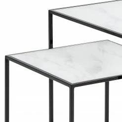 Red Living Tables gigognes Ballenita II (lot de 2) - Verre / Métal - Imitation marbre blanc / Noir 12 Red Living Tables gigognes Ballenita II (lot de 2) - Verre / Métal - Imitation marbre blanc / Noir -loftscape Boutique 1000263256 210903 10534200004 DETAILS P000000001000263256