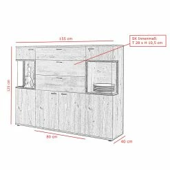 Red Living Buffet haut Ambato I - Imitation chêne Artisan -loftscape Boutique 1000263436 210430 11510500206 SKETCH DETAILS P000000001000263436 sketch
