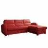 Loftscape Canapé d’angle Nilsia - Imitation cuir - Cuir Mabel: Rouge - Méridienne courte à droite (vue de face) - Avec fonction couchage -loftscape Boutique 1000263540 210601 15013101369 IMAGE P000000001000263540
