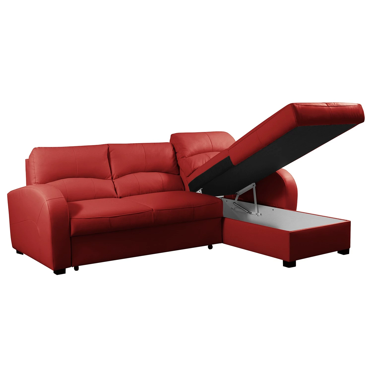 Loftscape Canapé d’angle Nilsia - Imitation cuir - Cuir Mabel: Rouge - Méridienne courte à droite (vue de face) - Avec fonction couchage 6 Loftscape Canapé d’angle Nilsia - Imitation cuir - Cuir Mabel: Rouge - Méridienne courte à droite (vue de face) - Avec fonction couchage – Image 4