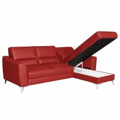Loftscape Canapé d’angle Vercheny II - Imitation cuir - Cuir Mabel: Rouge - Méridienne courte montable des deux côtés - Avec fonction couchage -loftscape Boutique 1000263591 210601 15011501158 DETAILS P000000001000263591