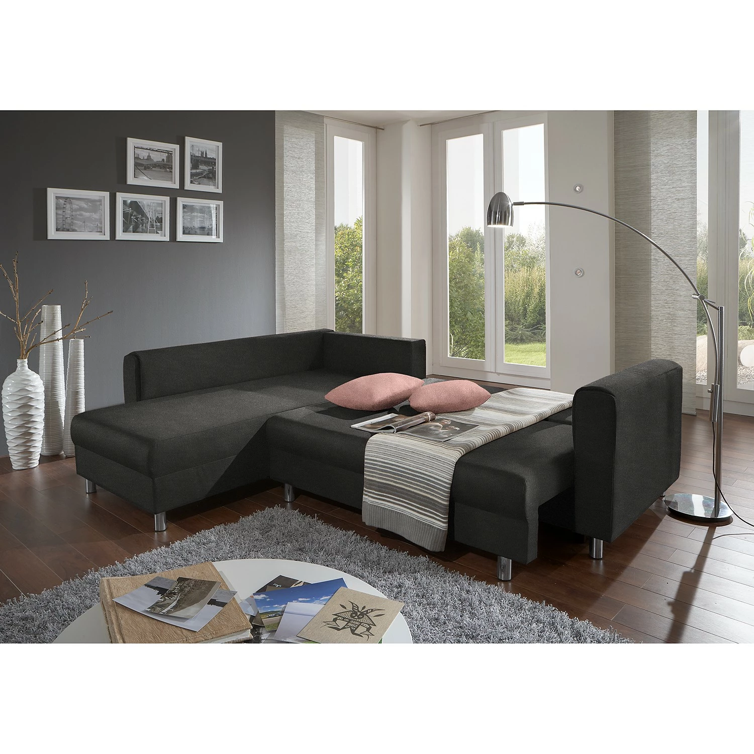 Fredriks Canapé d’angle Sulka - Microfibre - Microfibre Enza: Anthracite / Mauve 5 Fredriks Canapé d’angle Sulka - Microfibre - Microfibre Enza: Anthracite / Mauve – Image 3