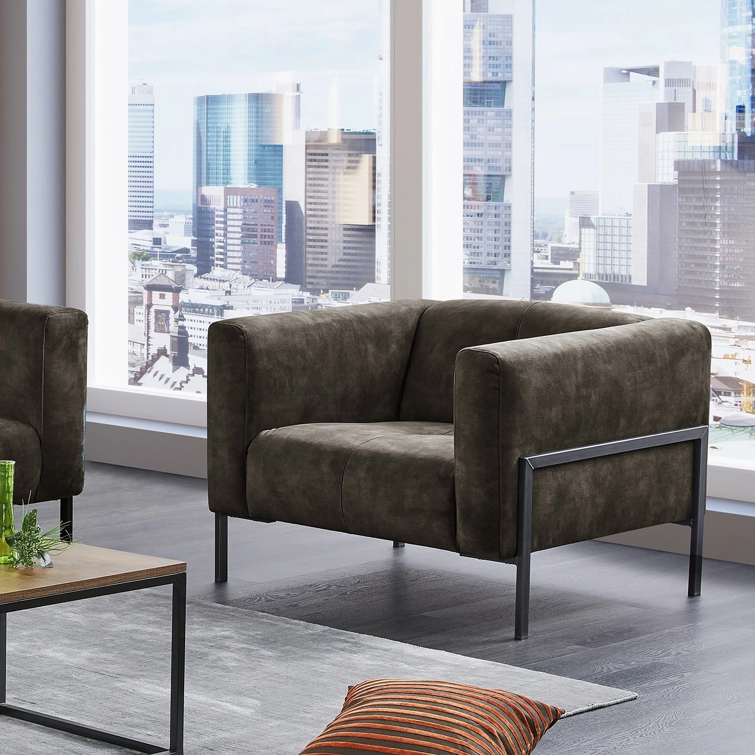 Mørteens Fauteuil Vernioz - Tissu - Tissu Adela: Gris marron 4 Mørteens Fauteuil Vernioz - Tissu - Tissu Adela: Gris marron – Image 2