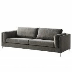 Studio Copenhagen 3 places Canapé COSO Classic+ - Tissu Chenille Rufi: Gris - Chrome brillant