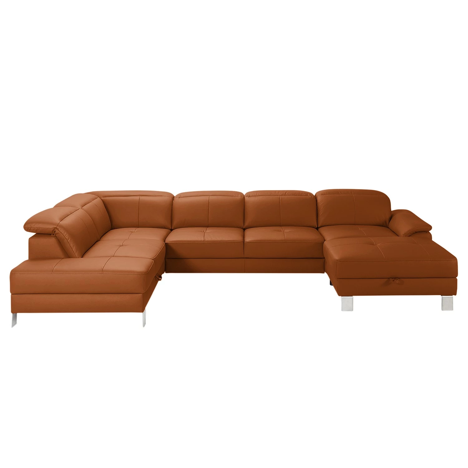 Loftscape Canapé panoramique Bussy - Cuir véritable - Cuir Moja: Marron chevreuil - Méridienne courte à droite / longue à gauche (vue de face) - Sans fonction couchage 4 Loftscape Canapé panoramique Bussy - Cuir véritable - Cuir Moja: Marron chevreuil - Méridienne courte à droite / longue à gauche (vue de face) - Sans fonction couchage – Image 2