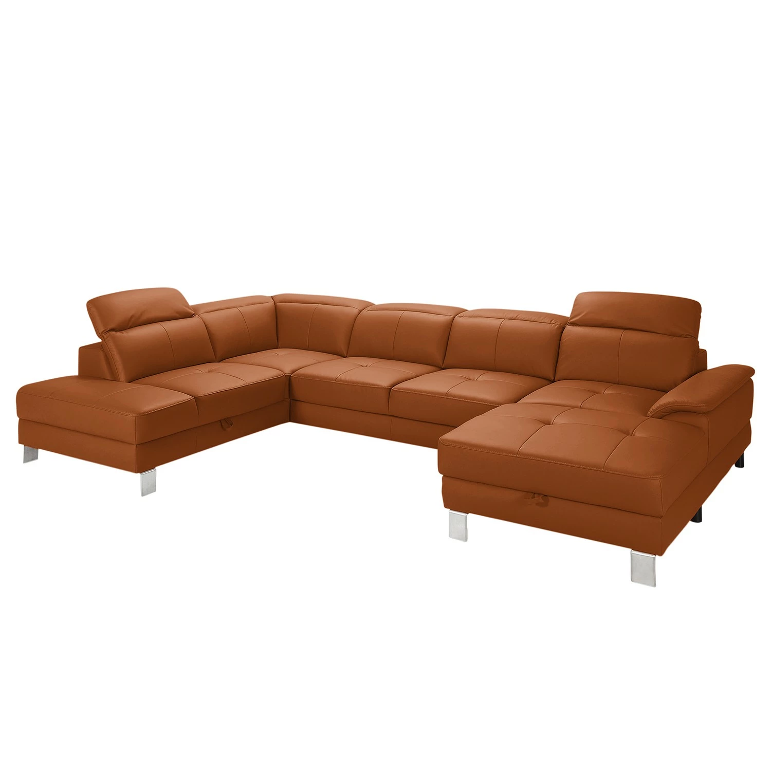 Loftscape Canapé panoramique Bussy - Cuir véritable - Cuir Moja: Marron chevreuil - Méridienne courte à droite / longue à gauche (vue de face) - Sans fonction couchage 6 Loftscape Canapé panoramique Bussy - Cuir véritable - Cuir Moja: Marron chevreuil - Méridienne courte à droite / longue à gauche (vue de face) - Sans fonction couchage – Image 4