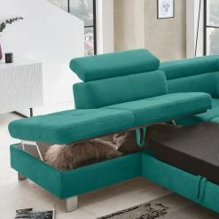 Loftscape Canapé d’angle Calau - Microfibre - Microfibre Enza: Turquoise - Méridienne longue à gauche (vue de face) - Avec fonction couchage 19 Loftscape Canapé d’angle Calau - Microfibre - Microfibre Enza: Turquoise - Méridienne longue à gauche (vue de face) - Avec fonction couchage -loftscape Boutique 1000266820 210527 11191000676 DETAILS P000000001000266820