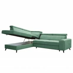 Loftscape Canapé d’angle Cadima I - Microfibre - Microfibre Enza: Vert menthe - Méridienne longue à gauche (vue de face) - Avec fonction couchage -loftscape Boutique 1000266891 210527 11203001488 DETAILS P000000001000266891