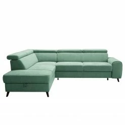 Loftscape Canapé d’angle Cadima I - Microfibre - Microfibre Enza: Vert menthe - Méridienne longue à gauche (vue de face) - Avec fonction couchage -loftscape Boutique 1000266891 210527 11203001489 DETAILS P000000001000266891