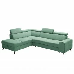 Loftscape Canapé d’angle Cadima I - Microfibre - Microfibre Enza: Vert menthe - Méridienne longue à gauche (vue de face) - Avec fonction couchage -loftscape Boutique 1000266891 210527 11203001492 DETAILS P000000001000266891