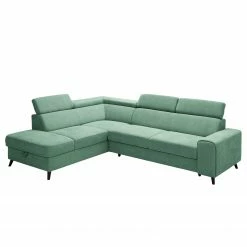 Loftscape Canapé d’angle Cadima I - Microfibre - Microfibre Enza: Vert menthe - Méridienne longue à gauche (vue de face) - Avec fonction couchage -loftscape Boutique 1000266891 210527 11203001493 DETAILS P000000001000266891