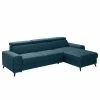 Loftscape Canapé d’angle Cadima II - Tissu - Tissu Cavo: Bleu marine - Méridienne courte à droite (vue de face) - Avec fonction couchage