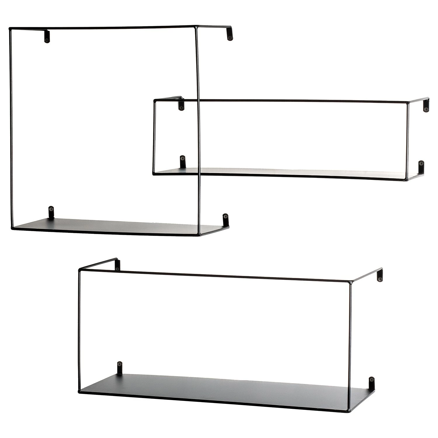 Loftscape Étagères murales Kekova (3 éléments) - Métal - Noir 3 Loftscape Étagères murales Kekova (3 éléments) - Métal - Noir