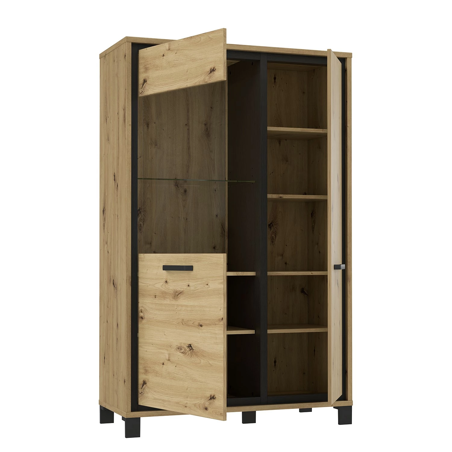 Red Living Vitrine Egan III - Imitation chêne artisan / Imitation chêne noir 4 Red Living Vitrine Egan III - Imitation chêne artisan / Imitation chêne noir – Image 2