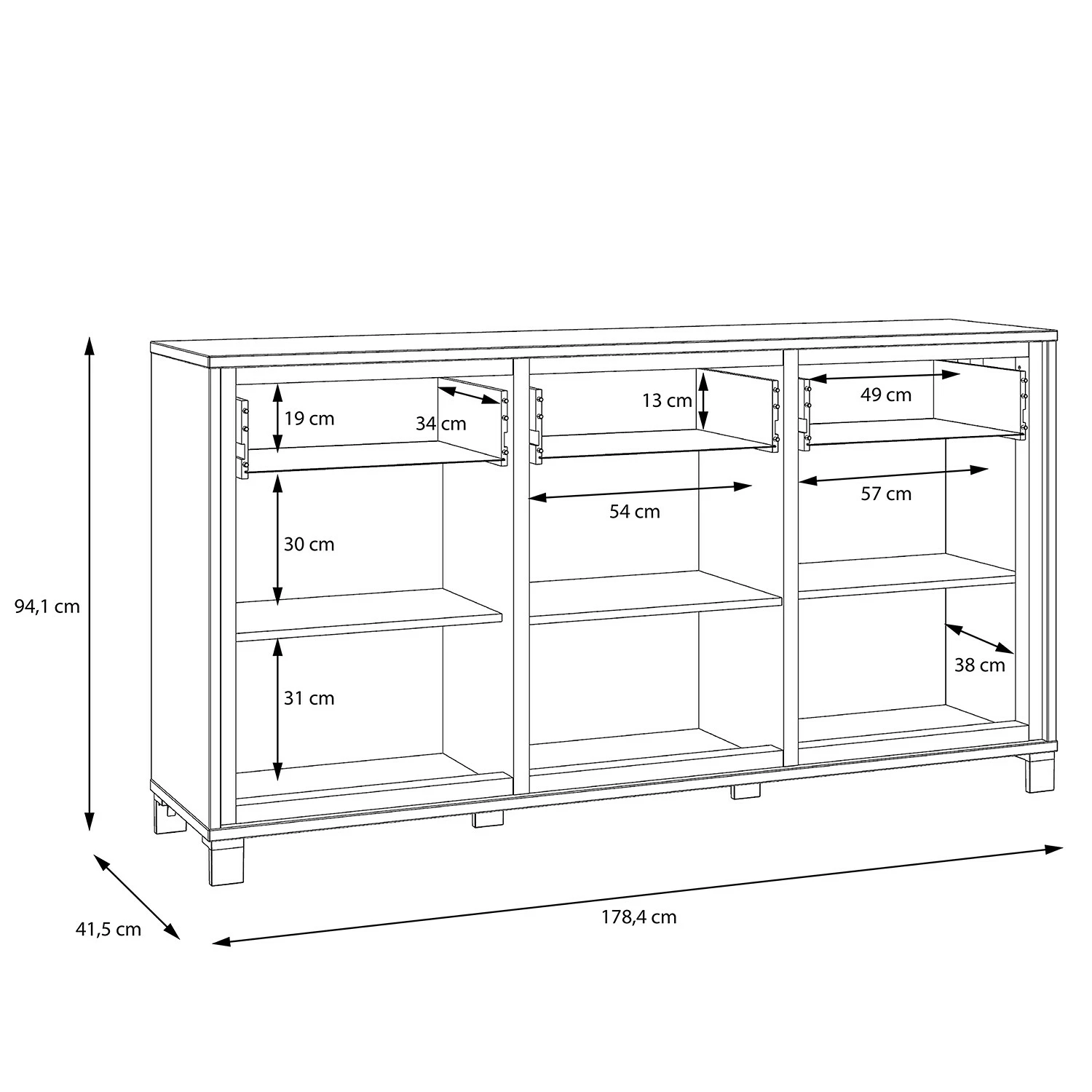 Red Living Buffet Egan II - Imitation chêne artisan / Imitation chêne noir 8 Red Living Buffet Egan II - Imitation chêne artisan / Imitation chêne noir – Image 6
