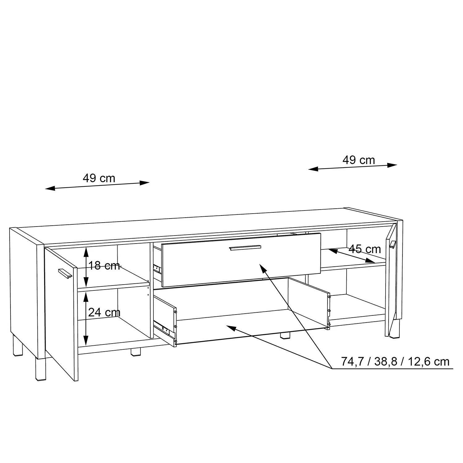 Norrwood Meuble TV Boyd I - Blanc / Imitation chêne 9 Norrwood Meuble TV Boyd I - Blanc / Imitation chêne – Image 7