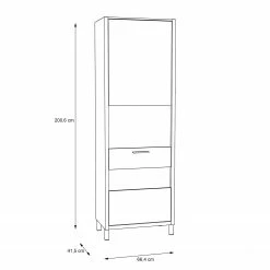Norrwood Vitrine Boyd - Blanc / Imitation chêne -loftscape Boutique 1000270239 210609 06160000212 SKETCH DETAILS P000000001000270239 sketch