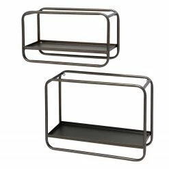 Boltze Étagères murales Bruni (lot de 2) - Métal - Marron