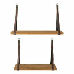 Boltze Étagère murale Kimba (lot de 2) - Sapin massif - Marron