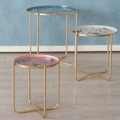 Boltze Bouts de canapé Krano (3 éléments) - Métal - Doré / Multicolore -loftscape Boutique 1000270929 210709 14015000131 MOOD DETAILS P000000001000270929 mood