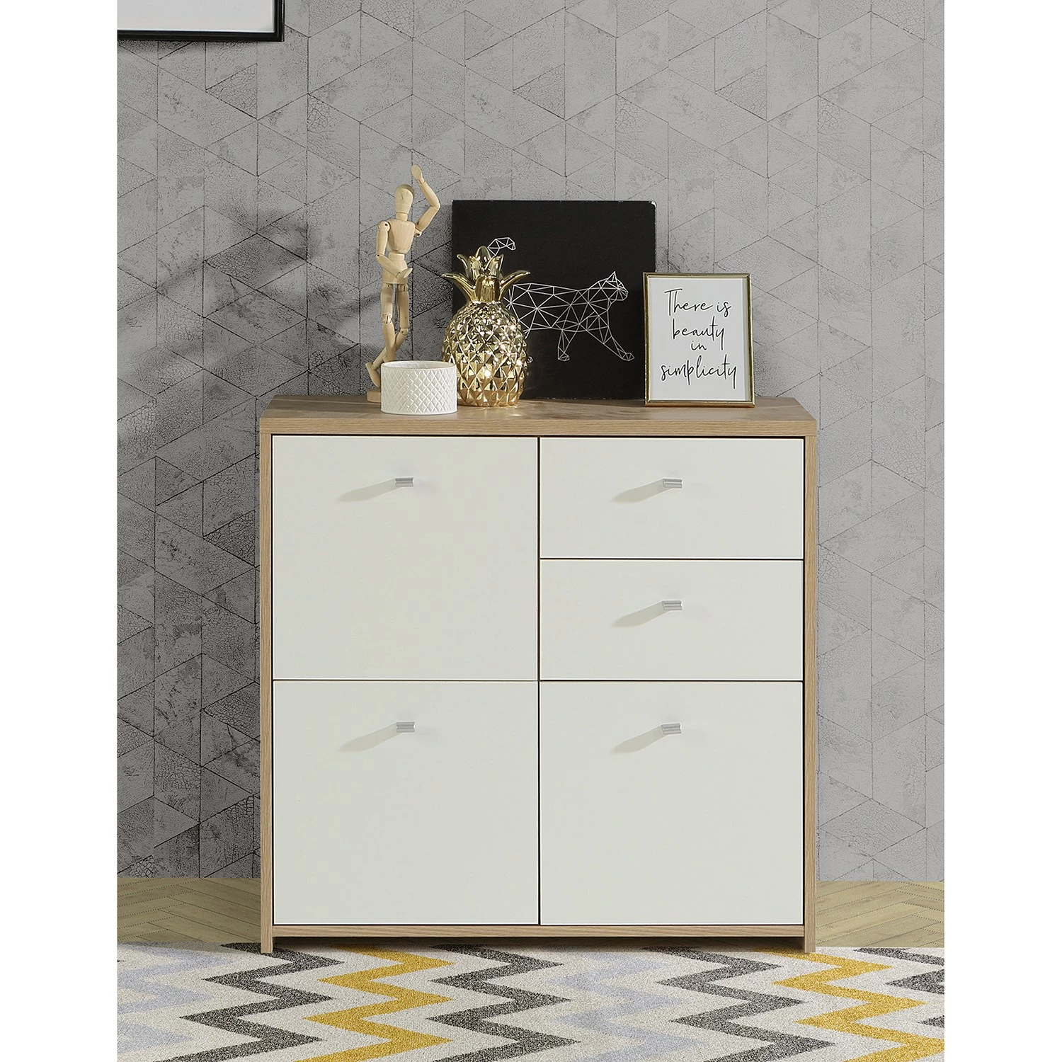 Loftscape Buffet Rison III - Imitation chêne Artisan / Blanc 4 Loftscape Buffet Rison III - Imitation chêne Artisan / Blanc – Image 2