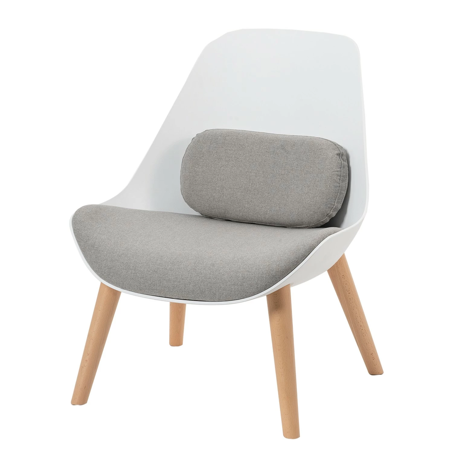 Mørteens Fauteuil Evie I - Matière plastique et tissu / Hêtre massif - Blanc et gris / Hêtre 3 Mørteens Fauteuil Evie I - Matière plastique et tissu / Hêtre massif - Blanc et gris / Hêtre