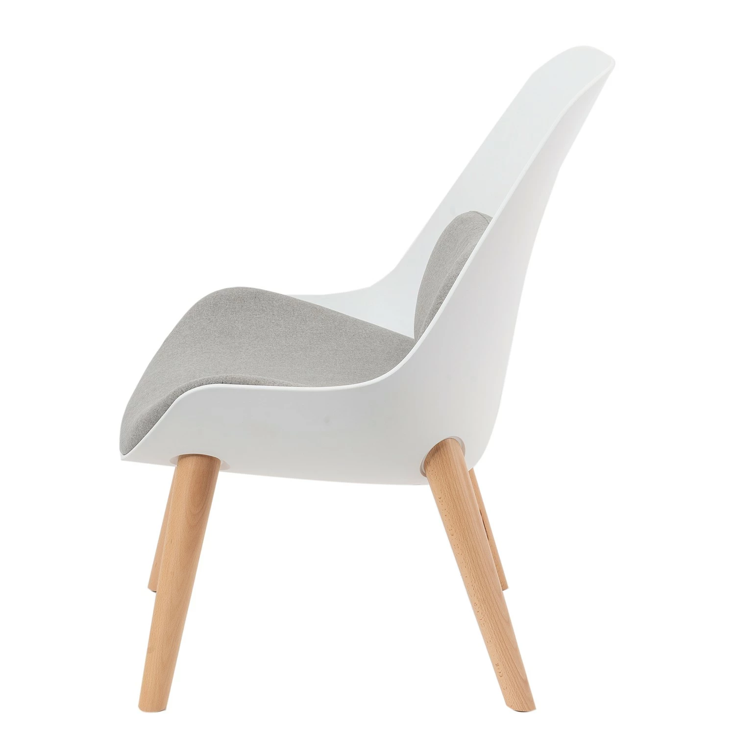 Mørteens Fauteuil Evie I - Matière plastique et tissu / Hêtre massif - Blanc et gris / Hêtre 5 Mørteens Fauteuil Evie I - Matière plastique et tissu / Hêtre massif - Blanc et gris / Hêtre – Image 3