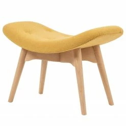 Mørteens Repose-pieds Gimli - Tissu / Frêne massif - Jaune moutarde