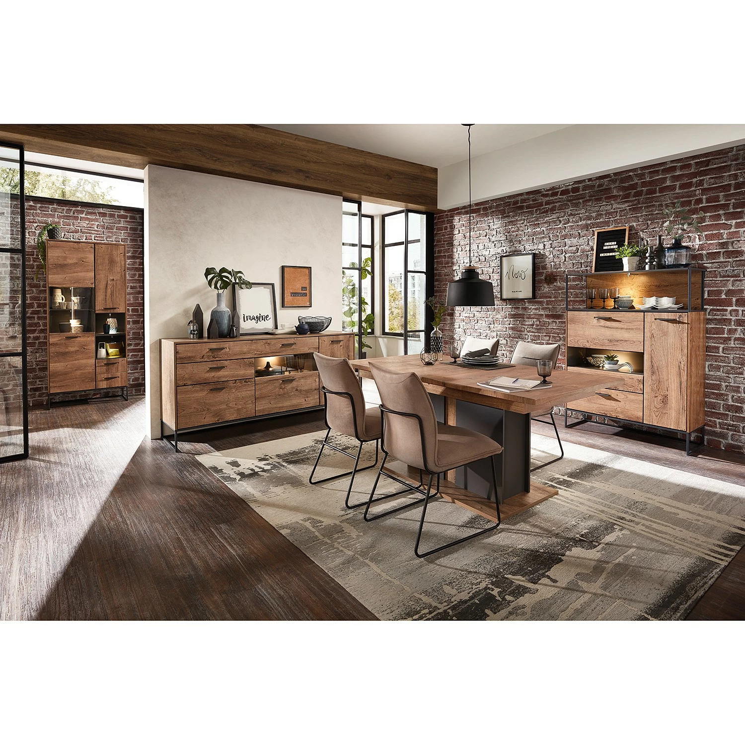 Red Living Buffet Meevoo II - Imitation chêne rustique / Graphite 4 Red Living Buffet Meevoo II - Imitation chêne rustique / Graphite – Image 2