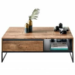 Red Living Table basse Meevoo - Imitation chêne rustique / Graphite
