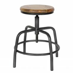 Red Living Tabouret Barry - Manguier massif / Métal - Manguier / Gris