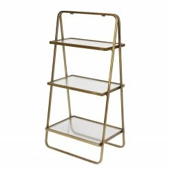 Red Living Étagère Kajsa - Verre / Métal - Doré vieilli