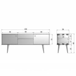Norrwood Meuble TV Lanai - Pin massif - Blanc / Pin 13 Norrwood Meuble TV Lanai - Pin massif - Blanc / Pin -loftscape Boutique 1000275687 210630 12482500428 SKETCH DETAILS P000000001000275687 sketch