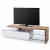 Fredriks Meuble TV Molios I - Partiellement en chêne massif - Chêne / Blanc