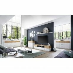 Norrwood Meuble TV Akaa - Placage en bois véritable - Chêne / Blanc -loftscape Boutique 1000276033 210623 17275700019 MOOD DETAILS P000000001000276033 mood