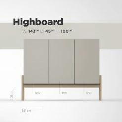 Studio Copenhagen Buffet haut Cooby - Blanc / Chêne -loftscape Boutique 1000276945 211111 1449020000501 SKETCH DETAILS P000000001000276945 sketch