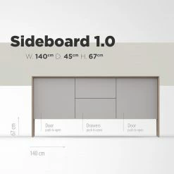 Studio Copenhagen Enfilade Maayka I - Partiellement en chêne massif - Blanc / Chêne clair -loftscape Boutique 1000277378 211111 1449030000507 SKETCH DETAILS P000000001000277378 sketch