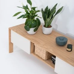 Studio Copenhagen Meuble TV Maayka I - Partiellement en chêne massif - Blanc / Chêne clair -loftscape Boutique 1000277386 211012 153649000143 DETAILS P000000001000277386