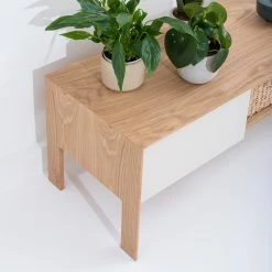 Studio Copenhagen Meuble TV Maayka I - Partiellement en chêne massif - Blanc / Chêne clair -loftscape Boutique 1000277386 211012 15364900099 DETAILS P000000001000277386