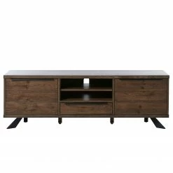 Red Living Meuble TV Berck - Placage en bois véritable - Chêne fumé / Noir -loftscape Boutique 1000277624 210706 14080800005 DETAILS P000000001000277624