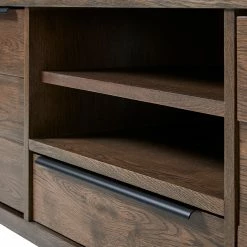 Red Living Meuble TV Berck - Placage en bois véritable - Chêne fumé / Noir -loftscape Boutique 1000277624 210706 14080800009 DETAILS P000000001000277624