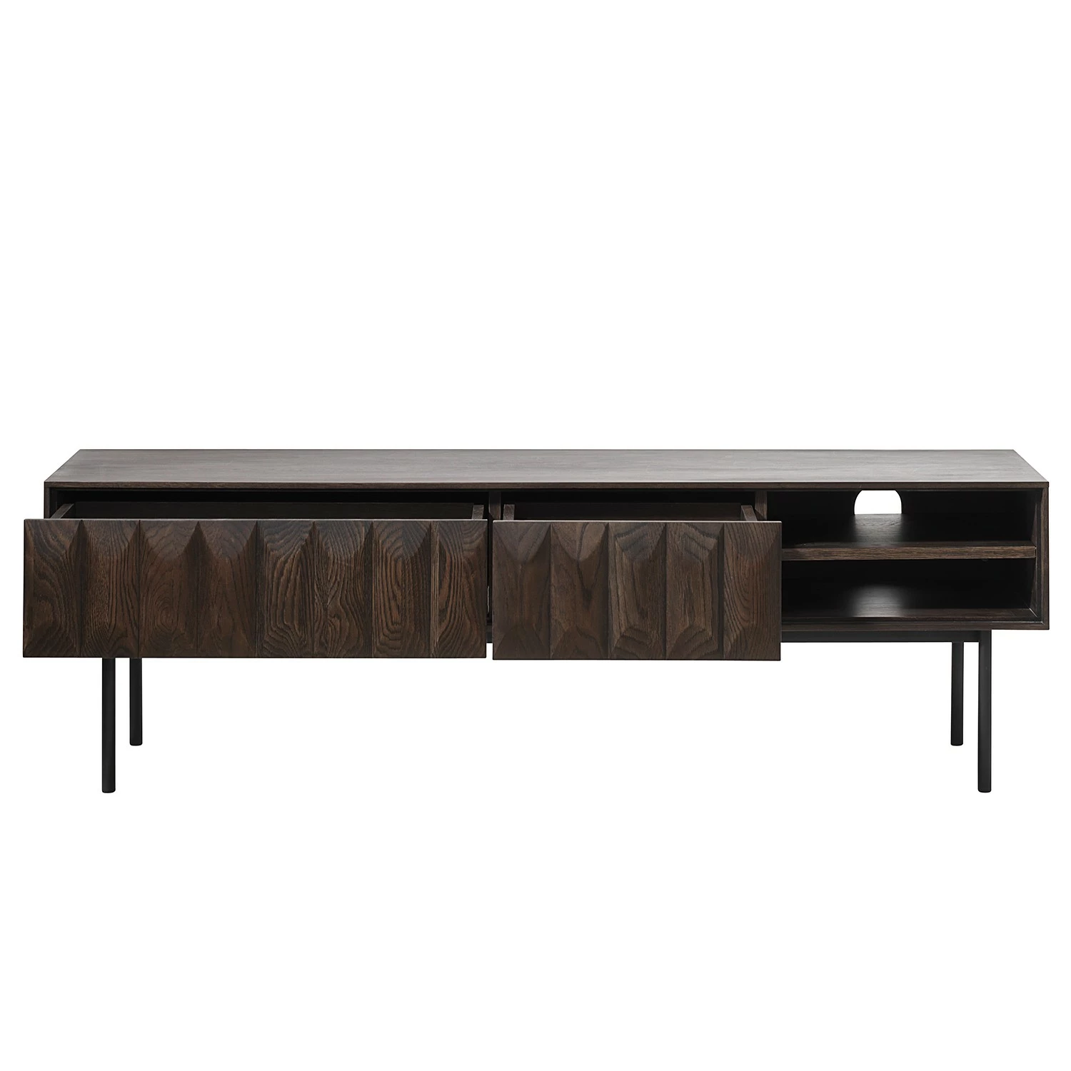 Red Living Meuble TV Limes - Chêne massif / Métal - Chêne foncé / Noir 6 Red Living Meuble TV Limes - Chêne massif / Métal - Chêne foncé / Noir – Image 4