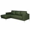 Fredriks Canapé d’angle Summer - Étoffe tissée Mavie: Vert foncé - Méridienne courte à gauche (vue de face) - Sans fonction couchage