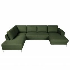 Fredriks Canapé panoramique Summer - Étoffe tissée Mavie: Vert foncé - Méridienne courte à droite / longue à gauche (vue de face) -loftscape Boutique 1000279773 210730 10323800421 DETAILS P000000001000279773