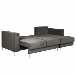 Fredriks Canapé d’angle Summer - Velours Vaia: Gris foncé - Méridienne courte à droite (vue de face) - Avec fonction couchage -loftscape Boutique 1000279810 211217 13144000840 DETAILS P000000001000279810