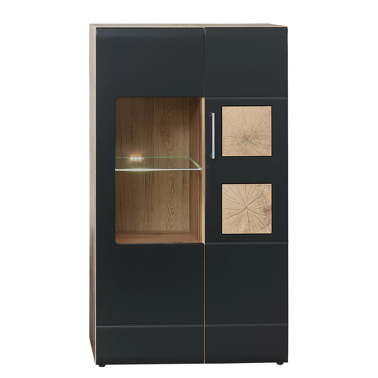 Loftscape Ensemble meubles TV Belloc III (5 élém.) - Avec éclairage intégré - Noir mat / Imitation chêne 5 Loftscape Ensemble meubles TV Belloc III (5 élém.) - Avec éclairage intégré - Noir mat / Imitation chêne – Image 3