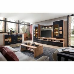 Loftscape Ensemble meubles TV Belloc II (5 élém.) - Avec éclairage intégré - Noir mat / Imitation chêne -loftscape Boutique 1000281314 210727 12553600003 MOOD DETAILS P000000001000281314 mood